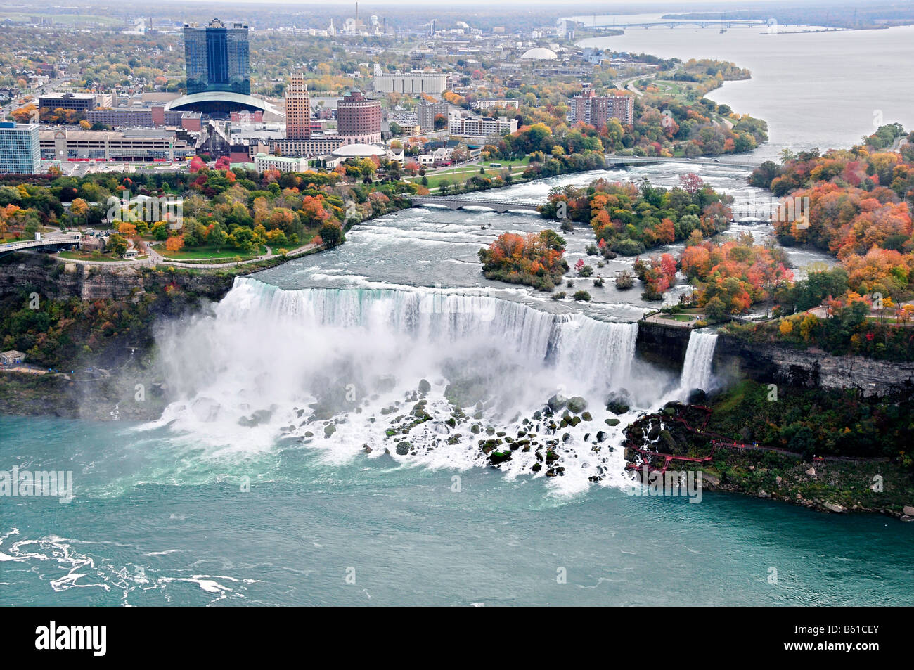 Vista aerea della American Niagara Falls dalla Torre Skylon Ontario Canada Foto Stock