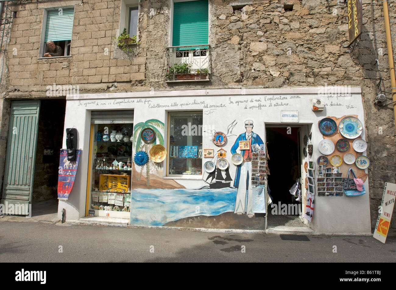 Murale politico, Orgosolo, Sardegna, Italia, Europa Foto Stock