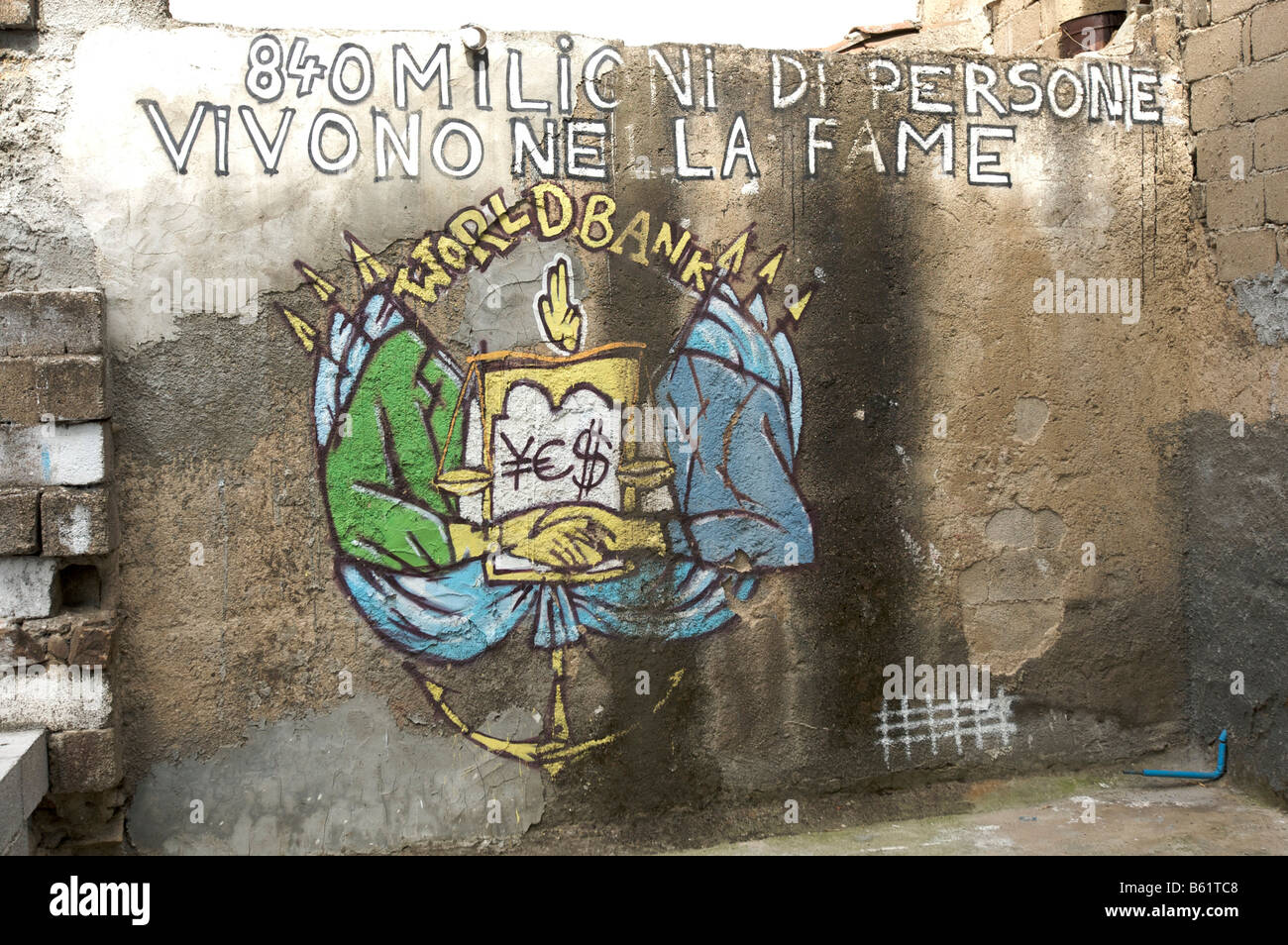 Murale politico, Orgosolo, Sardegna, Italia, Europa Foto Stock