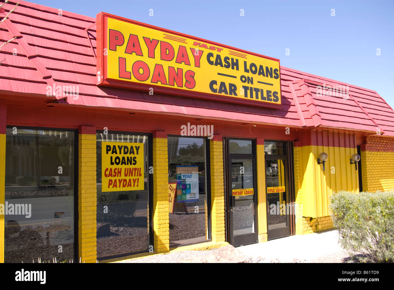 Un payday loan / auto prestito titolo business. Foto Stock