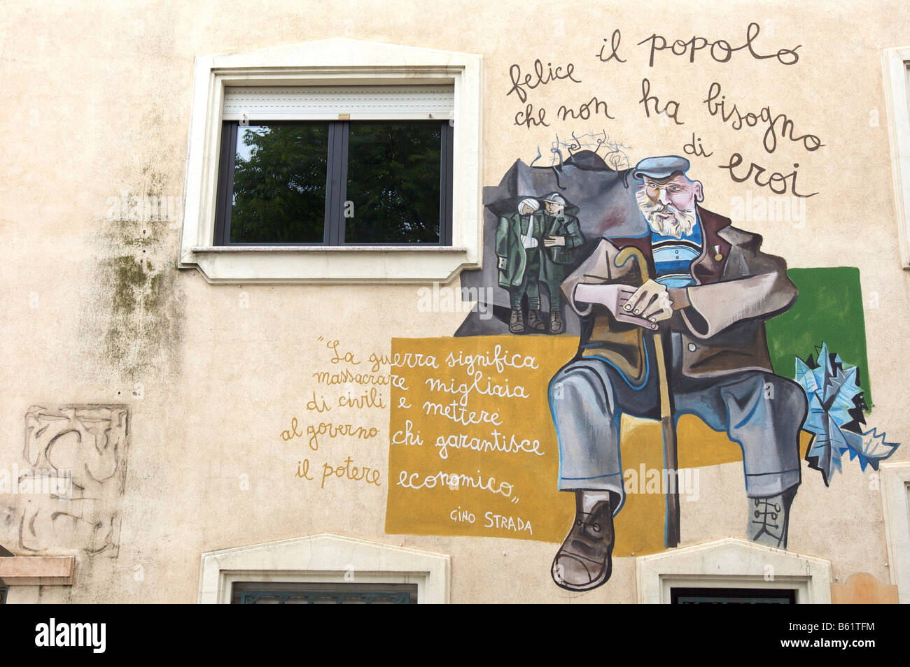 Murale politico, Orgosolo, Sardegna, Italia, Europa Foto Stock