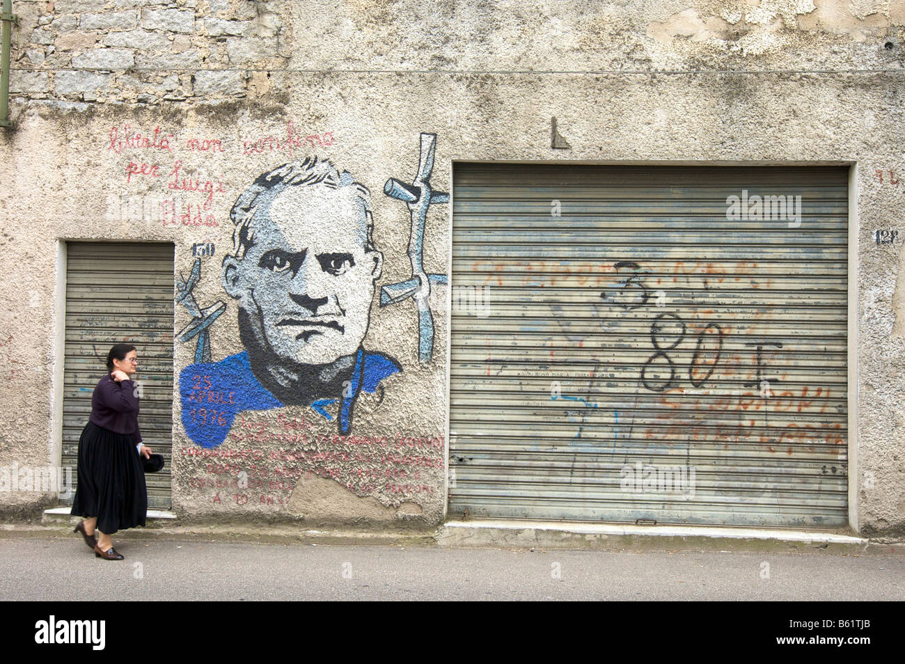 Murale politico, Orgosolo, Sardegna, Italia, Europa Foto Stock