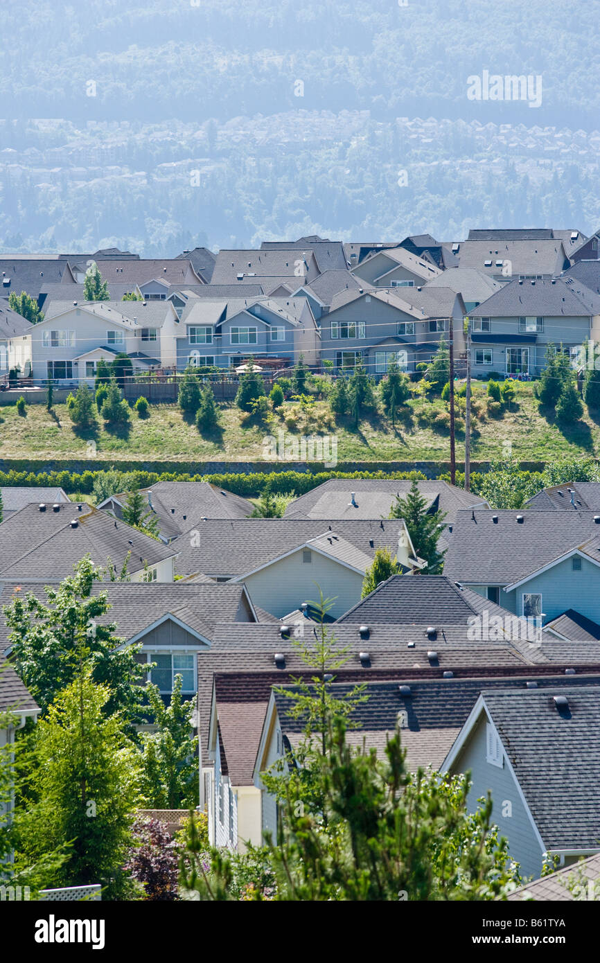 Vista di abitazioni sviluppi come si vede dal Issaquah Highlands WA USA / Stati Uniti Foto Stock