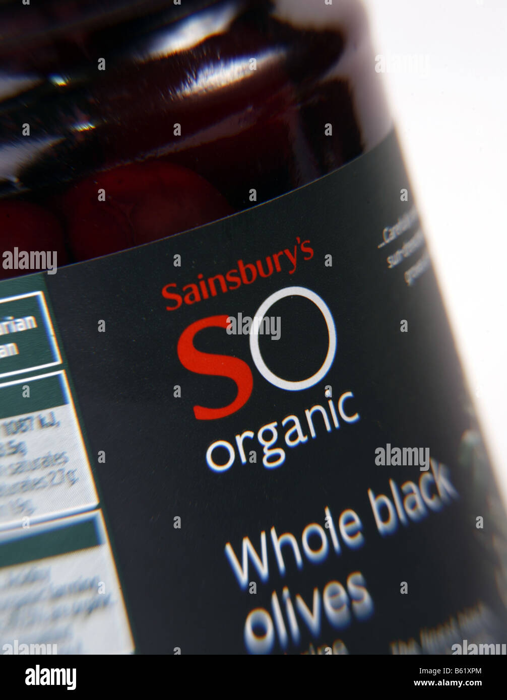 Sainsburys organico tutta la gamma di olive nere Foto Stock