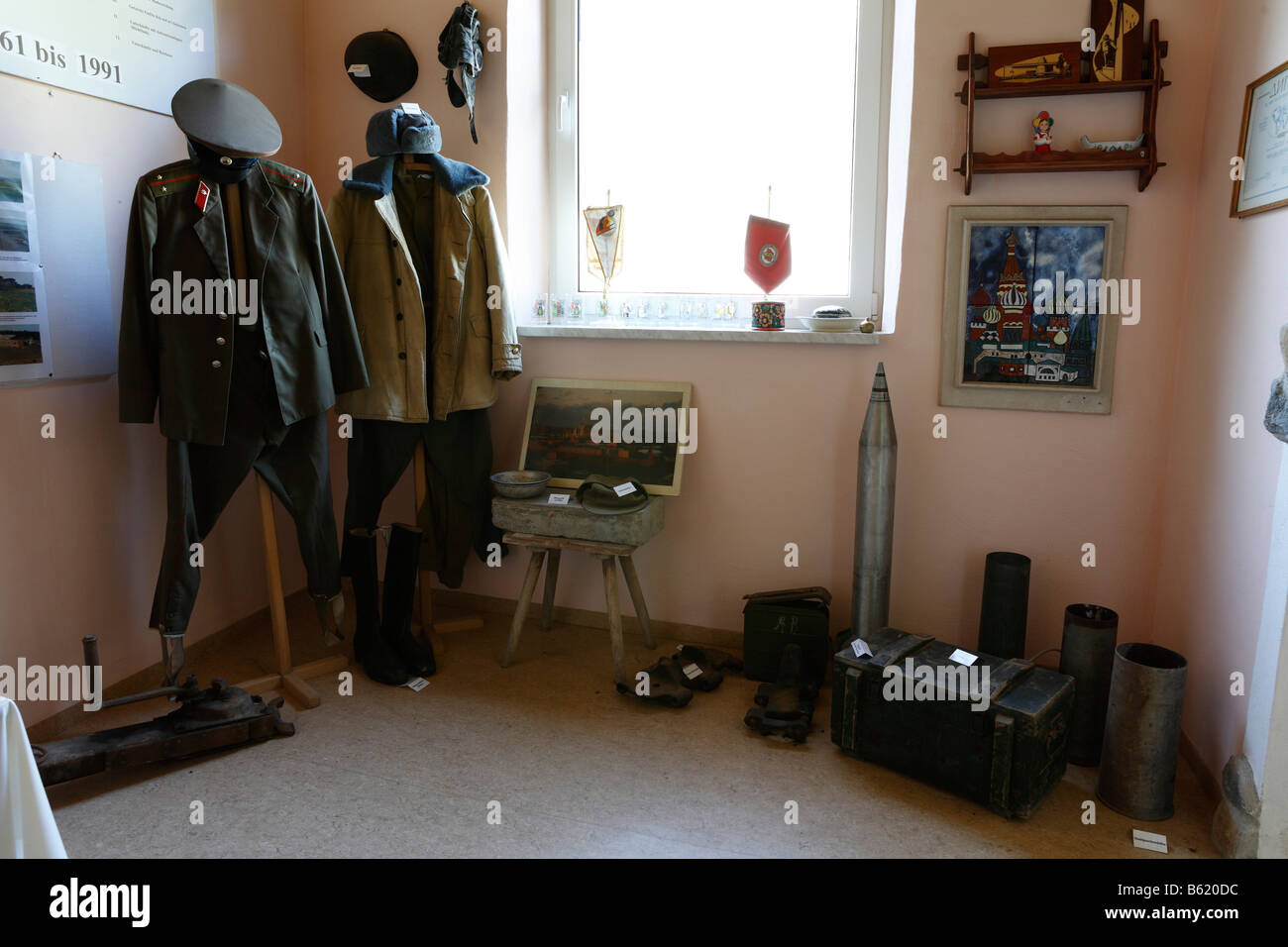 Mostra nella Druschba Museo Russo sulla Hohe Gheba Montagna in Gebaberg Mountain Range, Rhoen, Turingia, in Germania, in EUR Foto Stock