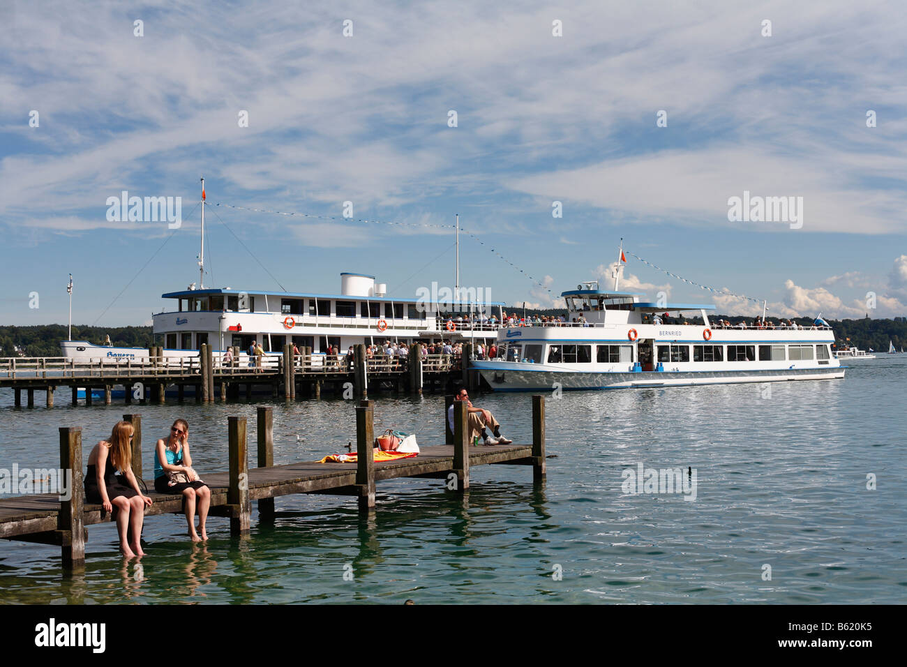 Fase di atterraggio nel Lago Starnberger a Starnberg, Alta Baviera, Germania, Europa Foto Stock