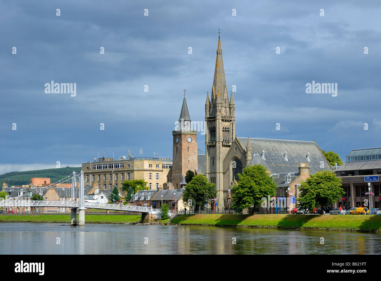 Centro storico della città di facciate di Inverness Scozia, Gran Bretagna, Europa Foto Stock