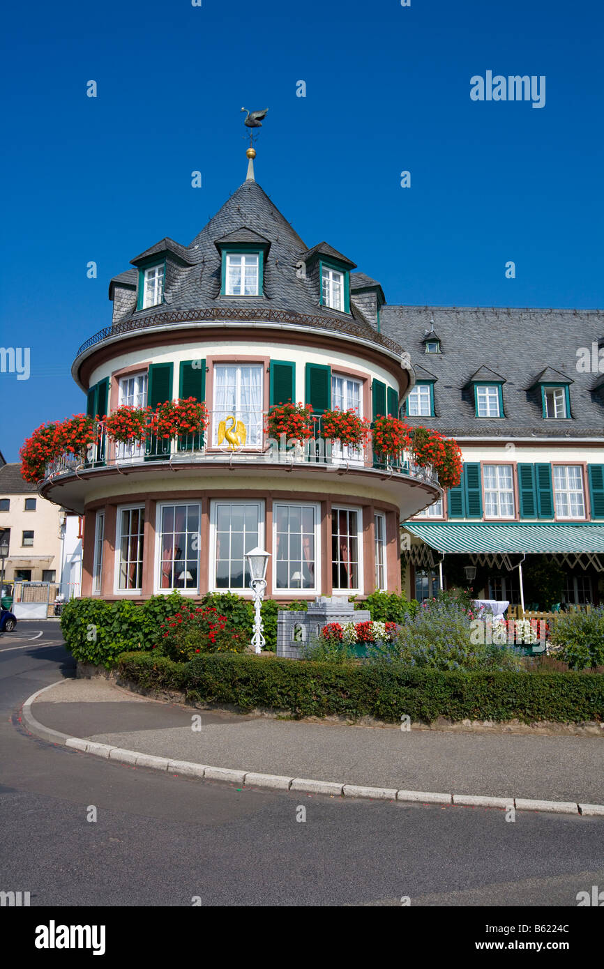 Hotel Schwan nella città di Oestrich-Winkel, Rheingau, Hesse, Germania, Europa Foto Stock