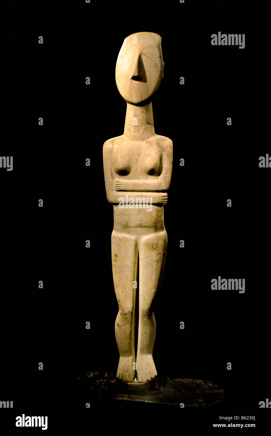 Statua antica delle cicladi 2300 2800 BC Museo di Arte Cyclade athina athenian Atene Grecia greco Foto Stock