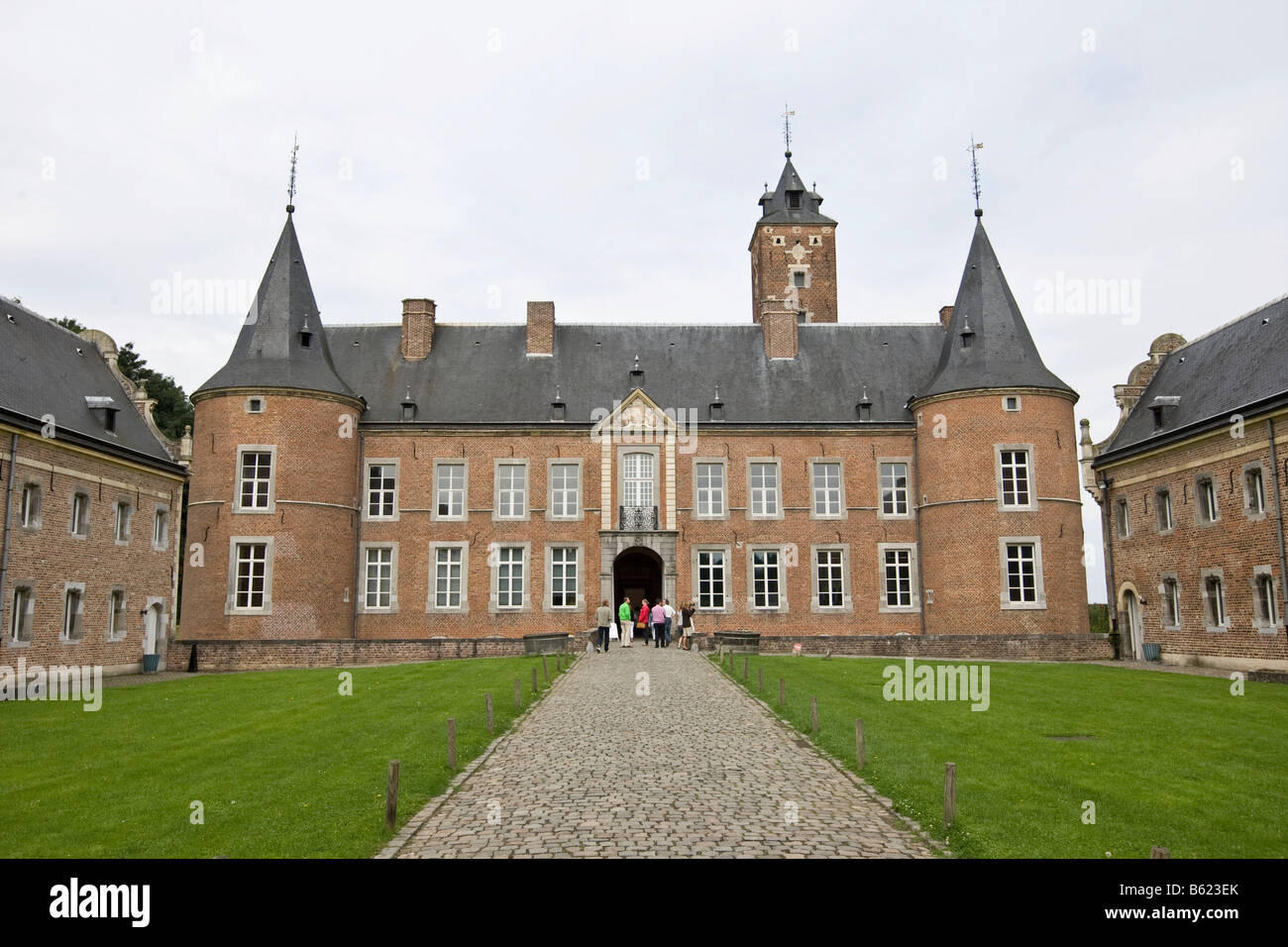 Il castello Alden Biesen Castle in Bilzen distretto di Rijkhoven, ex commandry dell'Ordine Teutonico, provincia del Limburgo, Belgio, Foto Stock