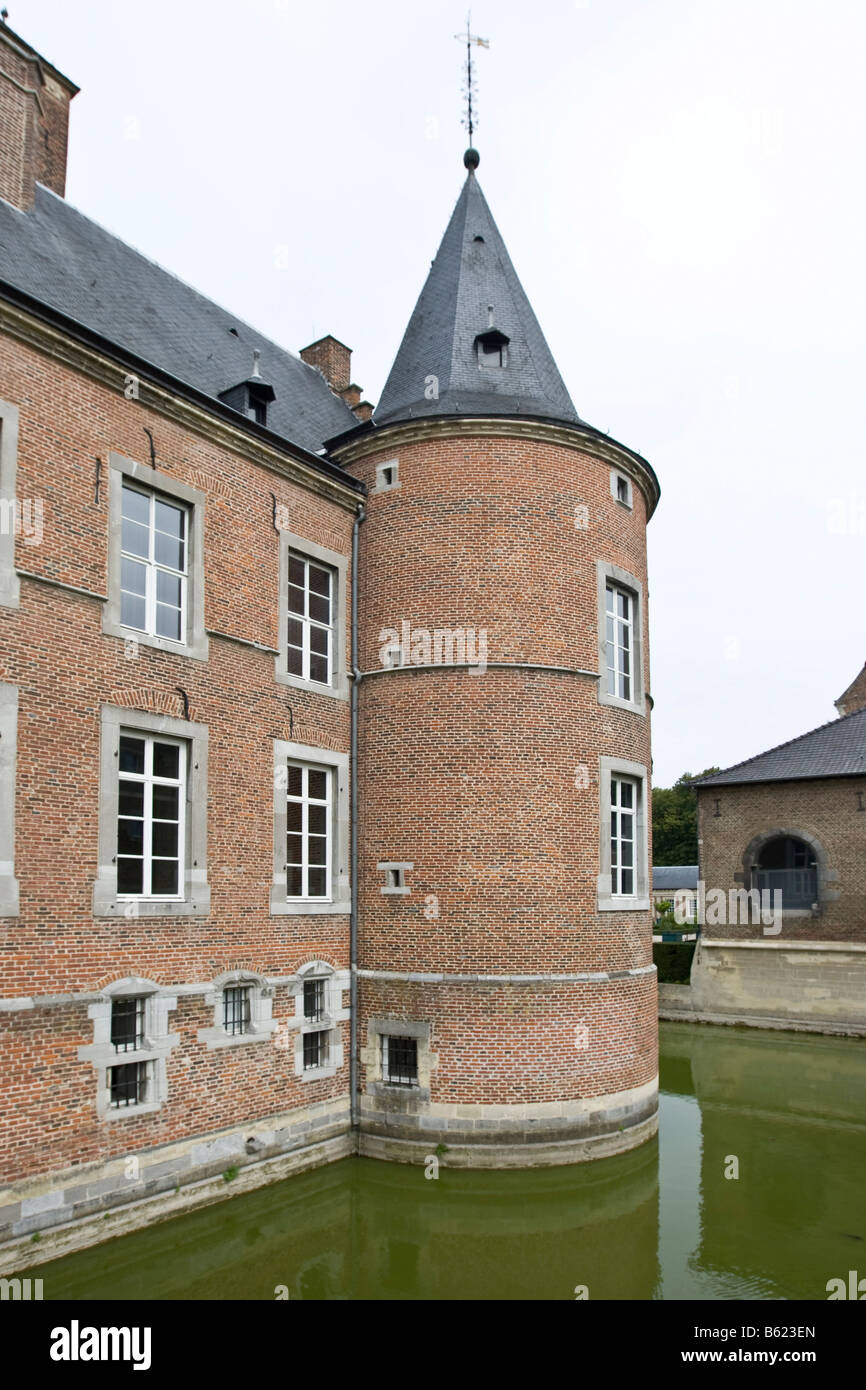 Il castello Alden Biesen Castle in Bilzen distretto di Rijkhoven, ex commandry dell'Ordine Teutonico, provincia del Limburgo, Belgio, Foto Stock