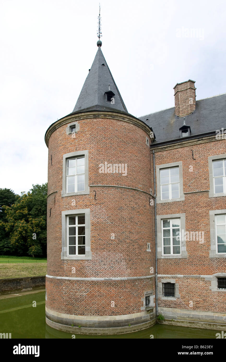 Il castello Alden Biesen Castle in Bilzen distretto di Rijkhoven, ex commandry dell'Ordine Teutonico, provincia del Limburgo, Belgio, Foto Stock