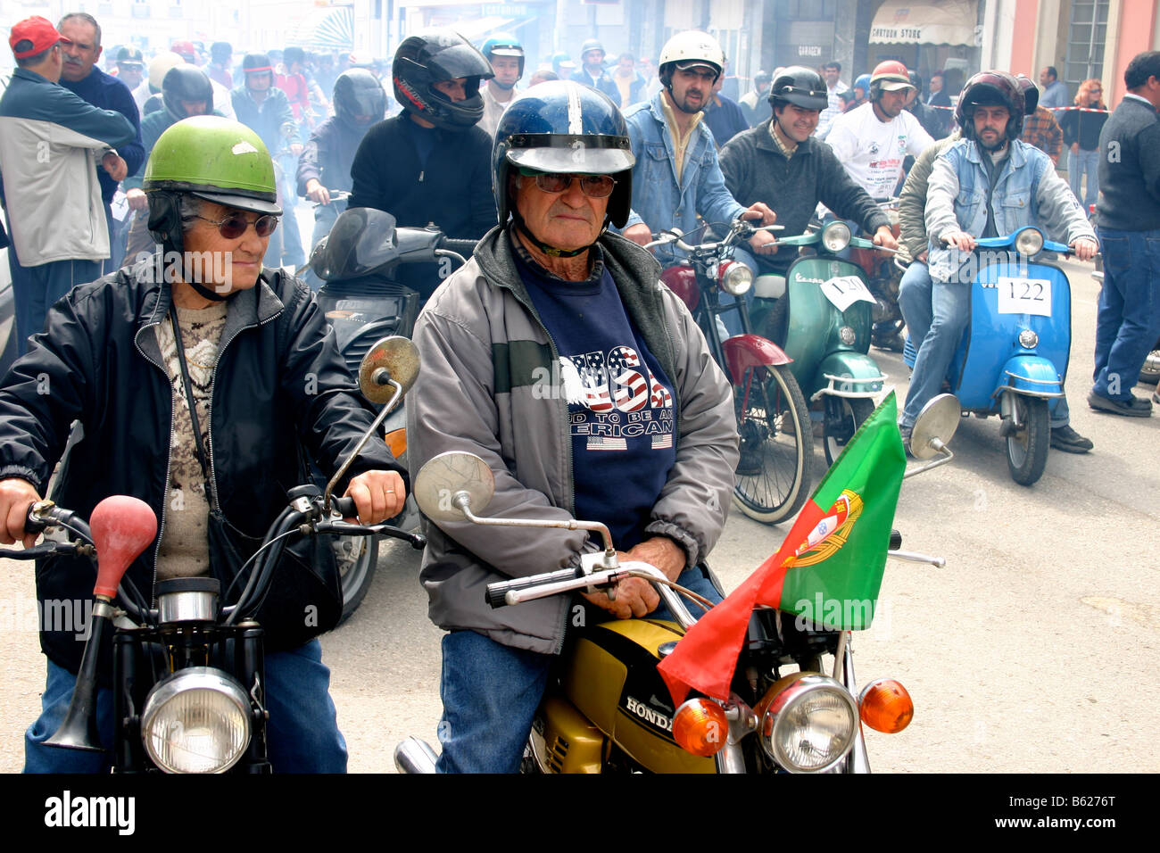MOTOR BIKE RALLY,i fumi di scarico,PORTOGALLO Foto Stock