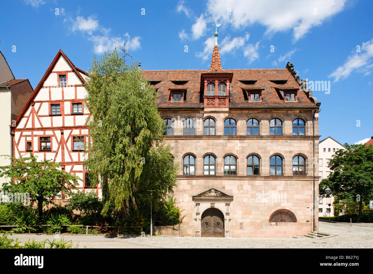 Herren Schiesshaus, costruito 1582-83, Andreij-Sacharow Square, il centro storico di Norimberga, Media Franconia, Baviera, Germania Foto Stock