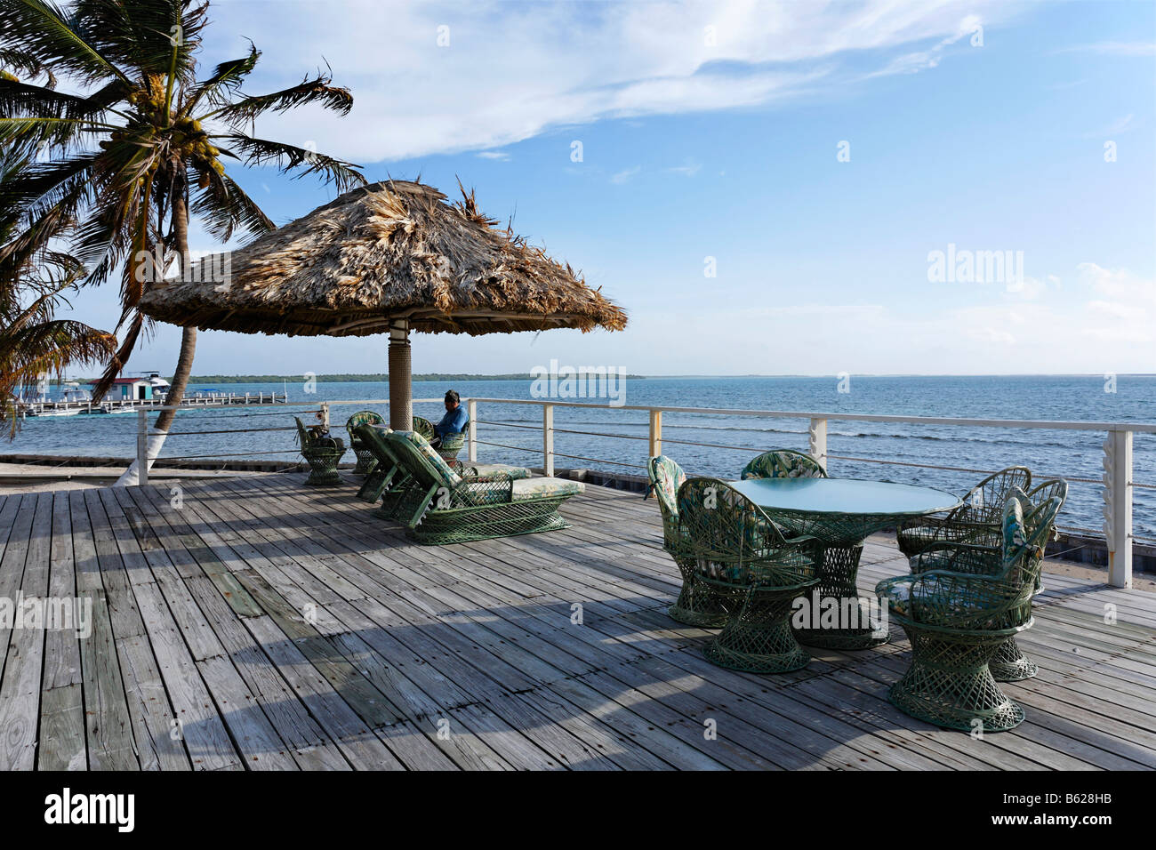 Posti liberi, vista sul mare, Turneffe Flats, Turneffe Atoll, Belize, America Centrale e Caraibi Foto Stock