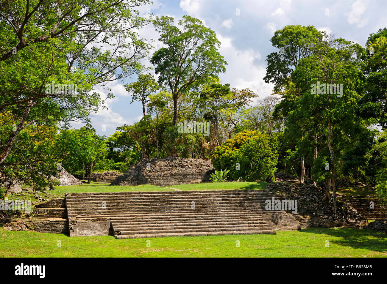 Lubaantun rovine Maya, edifici senza cemento, Punta Gorda, Belize, America Centrale e Caraibi Foto Stock