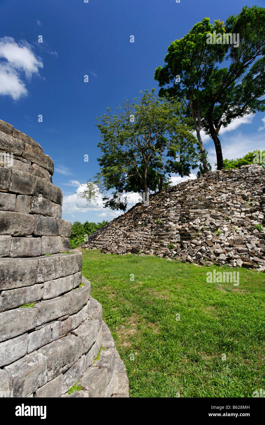 Lubaantun rovine Maya, edifici senza cemento, Punta Gorda, Belize, America Centrale e Caraibi Foto Stock