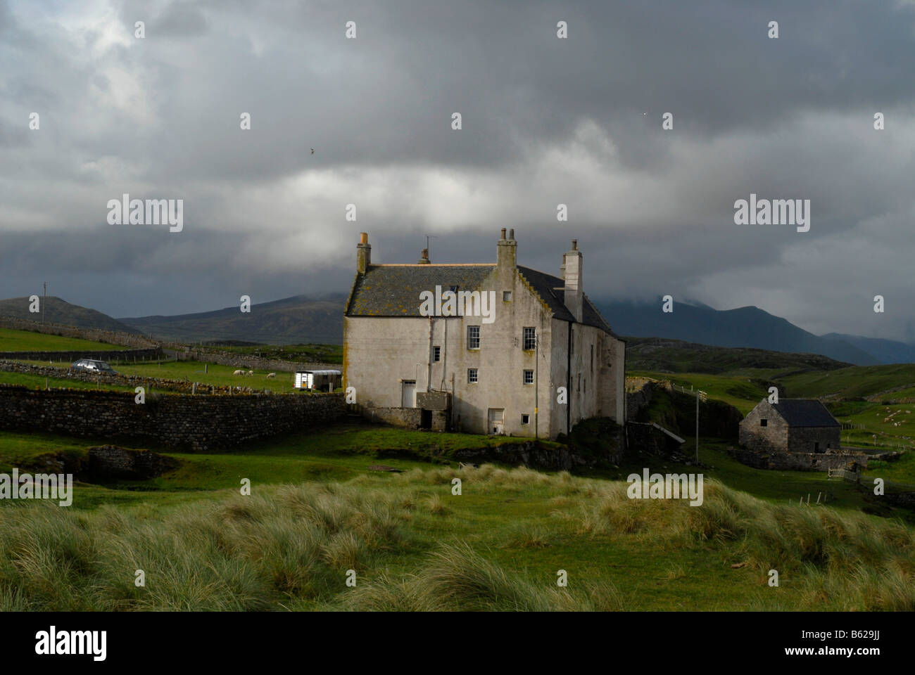 Casa nelle Highlands scozzesi vicino Balnakeil, Scotland, Regno Unito, Europa Foto Stock