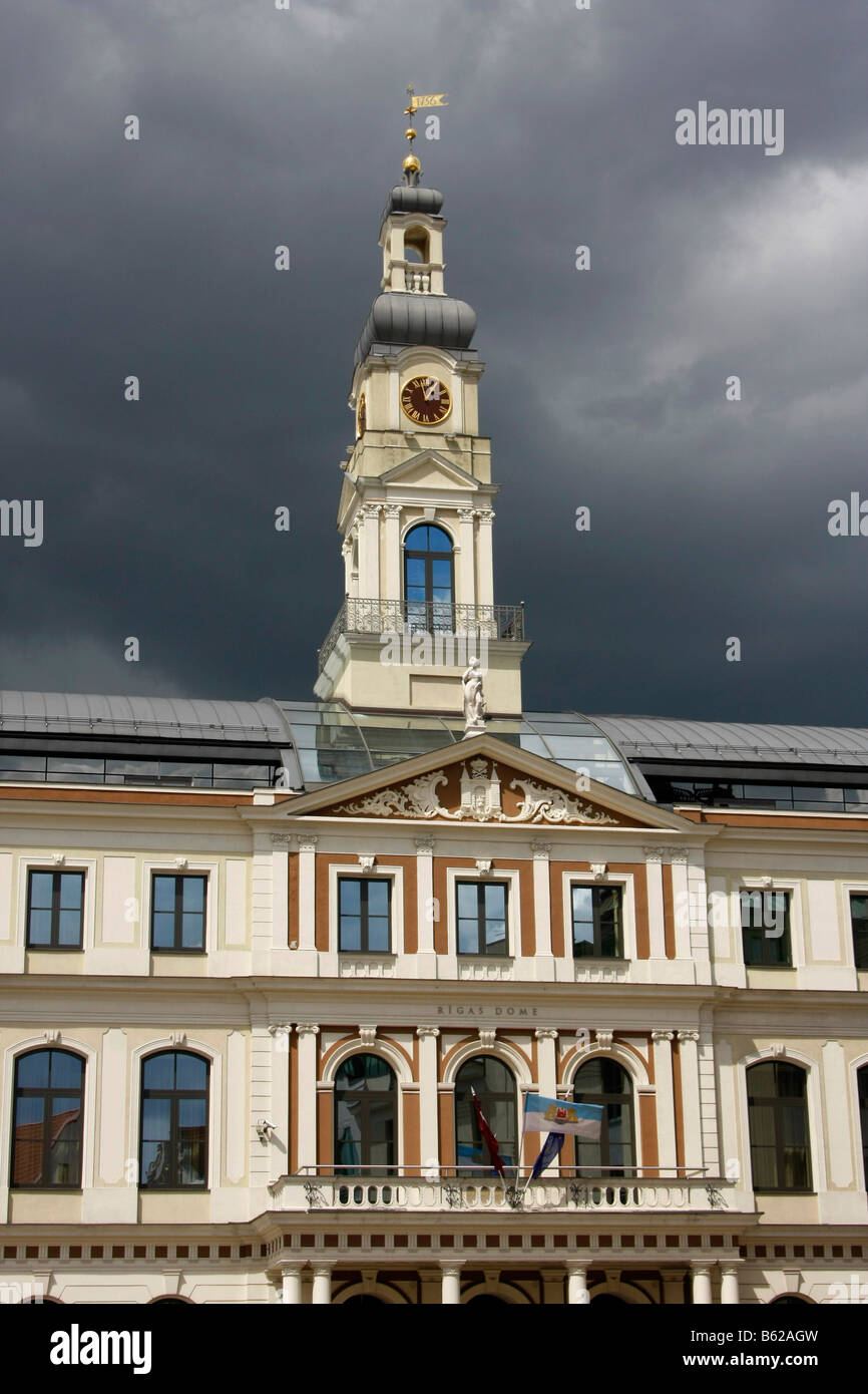 Il municipio nel centro storico di Riga, Lettonia, la regione del Mar Baltico, Europa Foto Stock