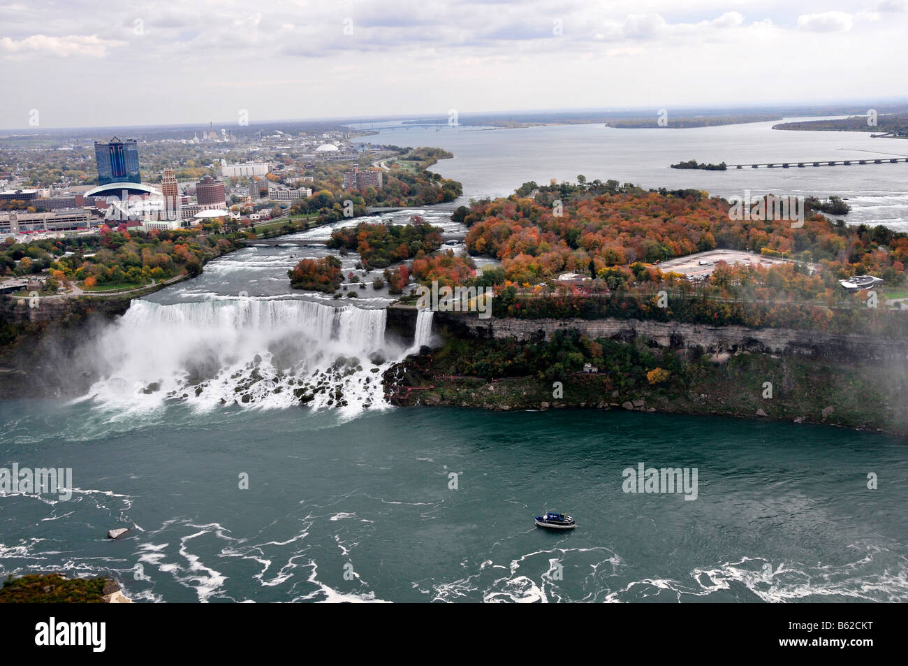 Vista aerea del Niagara Falls dalla Torre Skylon Ontario Canada Foto Stock