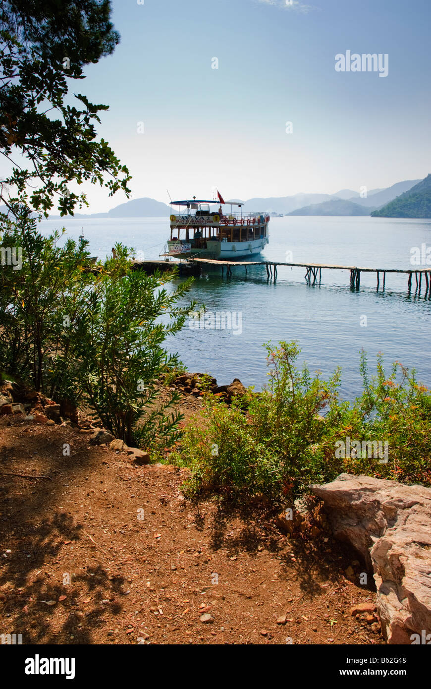 Imbarcazione turistica nel Golfo di Gocek, Turchia. Foto Stock