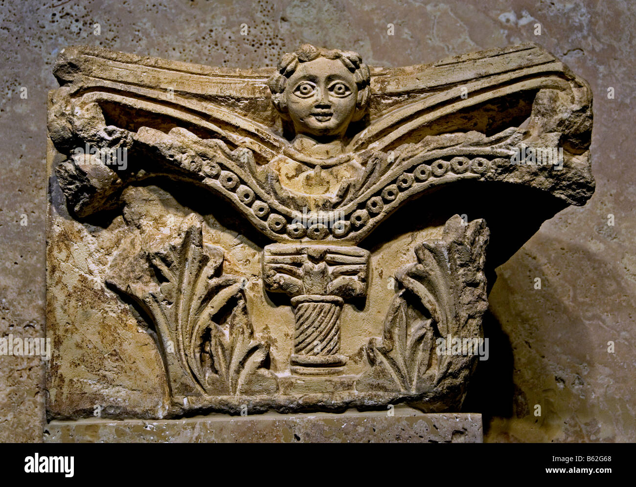 Parti di calcare cornici decorative del V secolo d.c. il Greco in Grecia Foto Stock