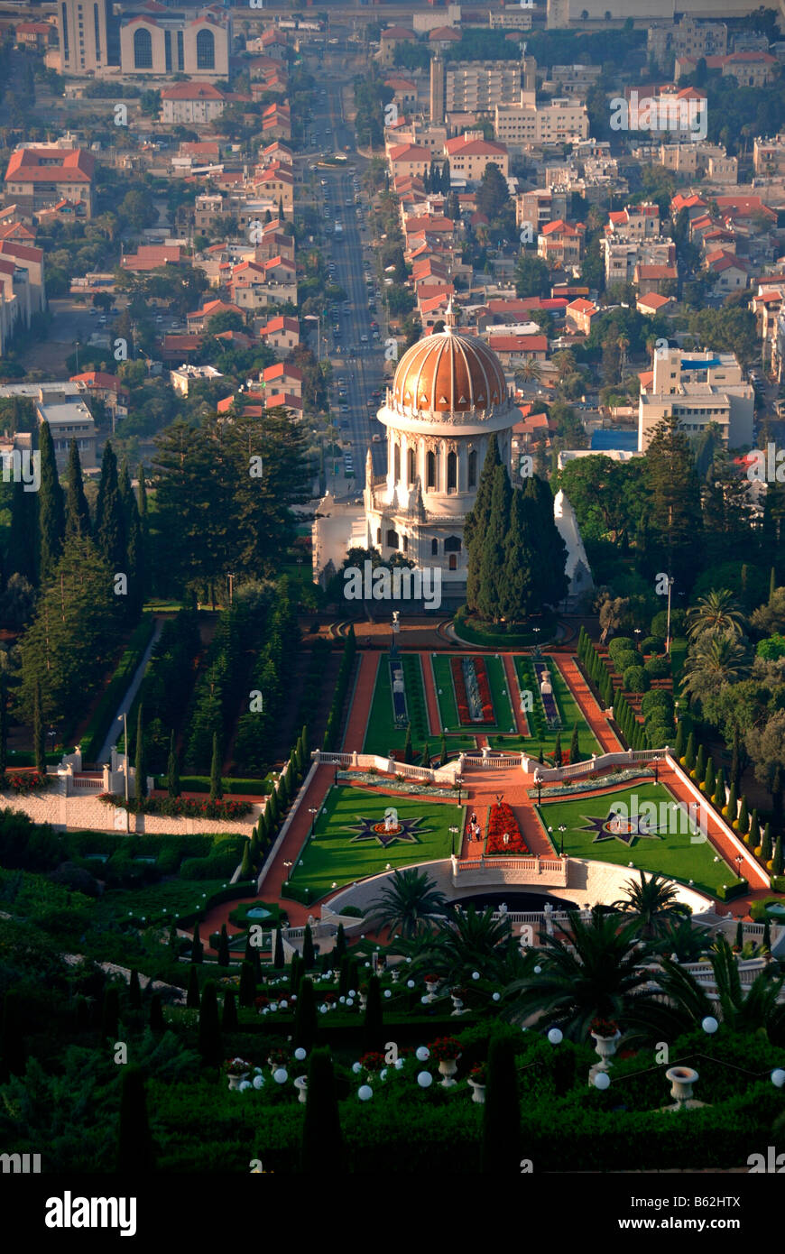 Israele Haifa Bahai Giardini il santuario del Bab Foto Stock