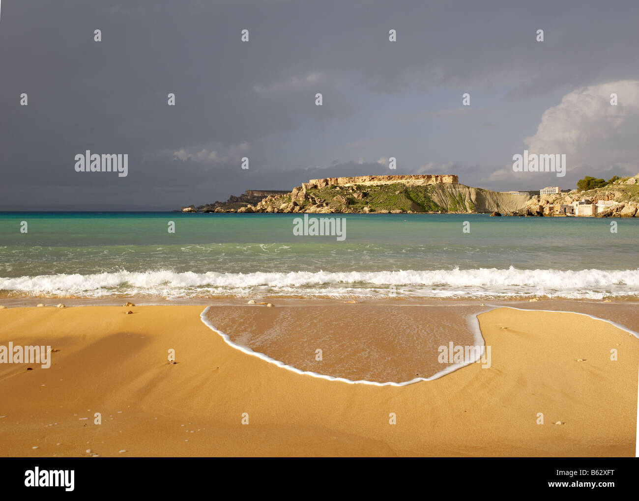 Golden Bay di Malta Foto Stock