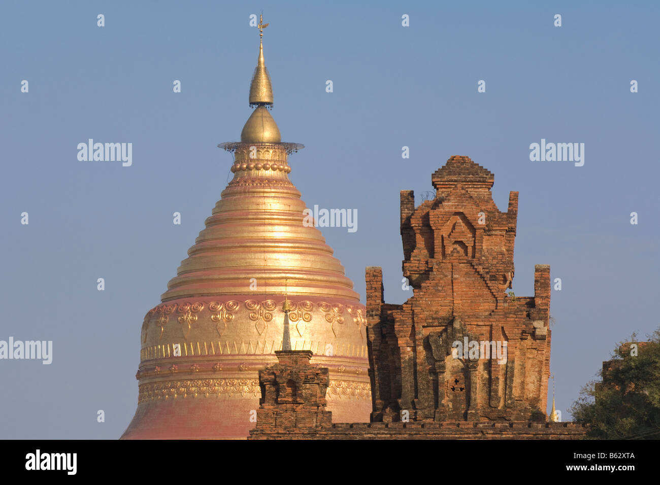 Stupa dorato della Pagoda di Shwezigon Foto Stock