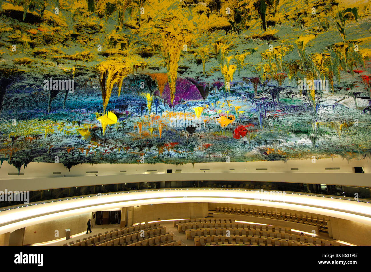 La scultura del soffitto di Miquel Barceló in materia di diritti umani e di alleanza di civiltà camera, Palais des Nations Ginevra Svizzera Foto Stock