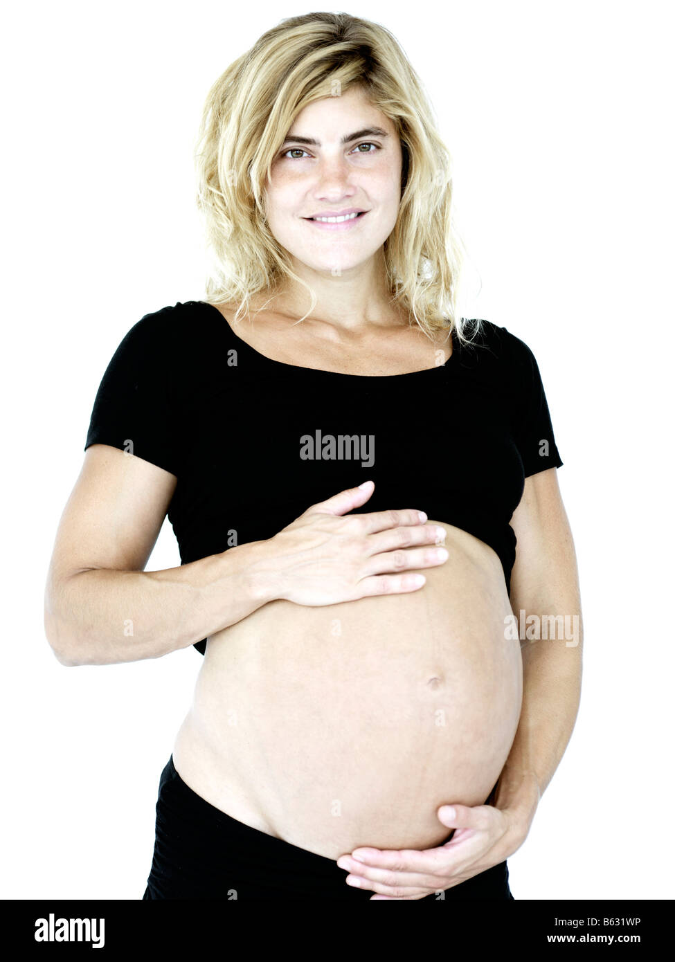 33 enne incinta Donna caucasica Foto Stock