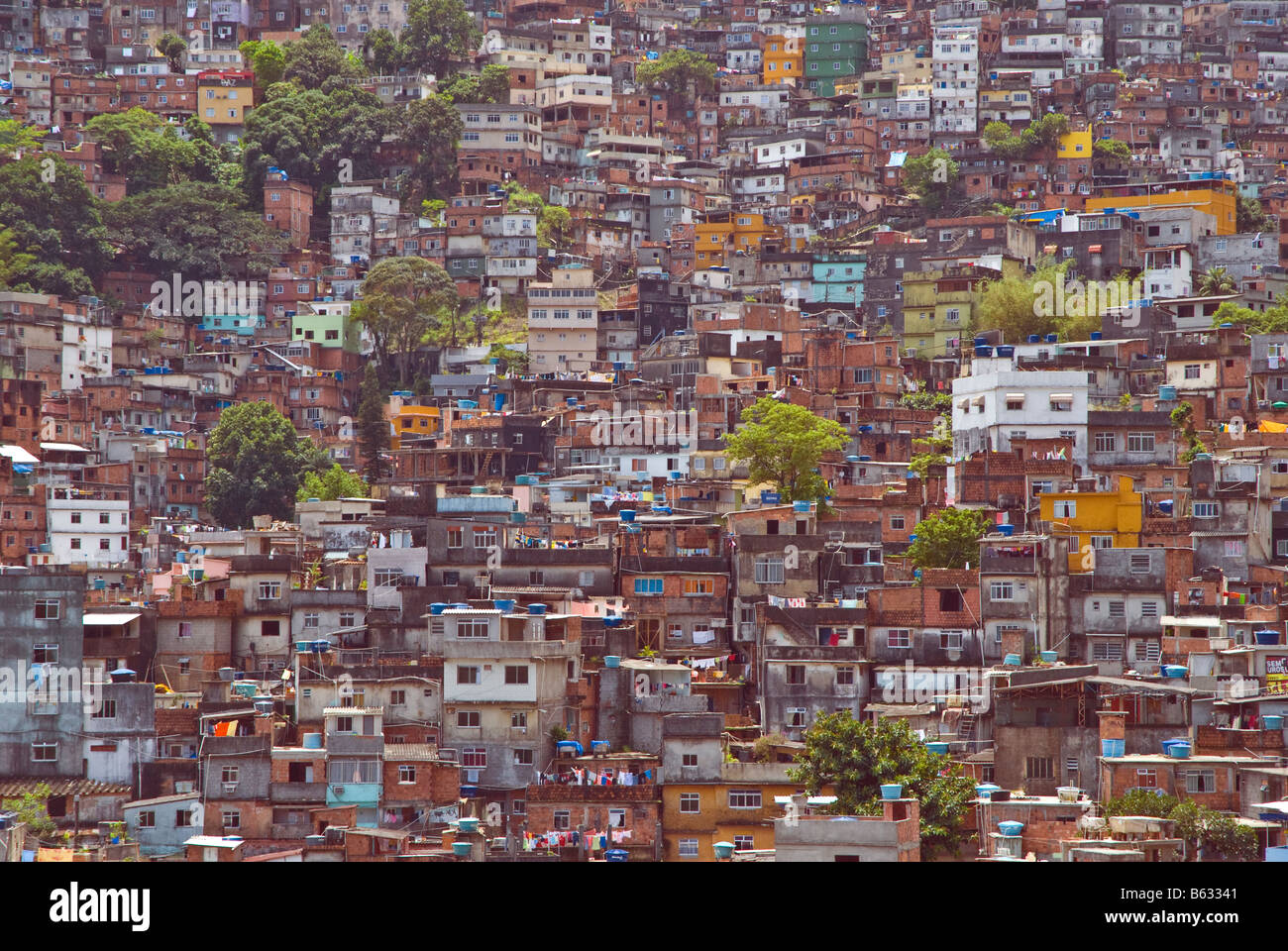 Rocinha - la più grande favela / baraccopoli di Rio de Janeiro, Brasile Foto Stock