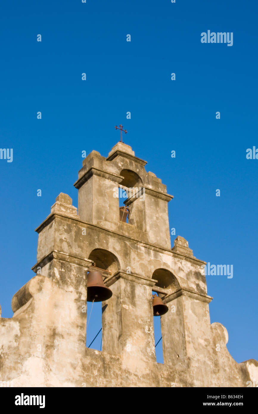Missioni di San Antonio, San Juan (aka la missione di San Juan Capistrano), il campanile, sito storico dello stato Foto Stock