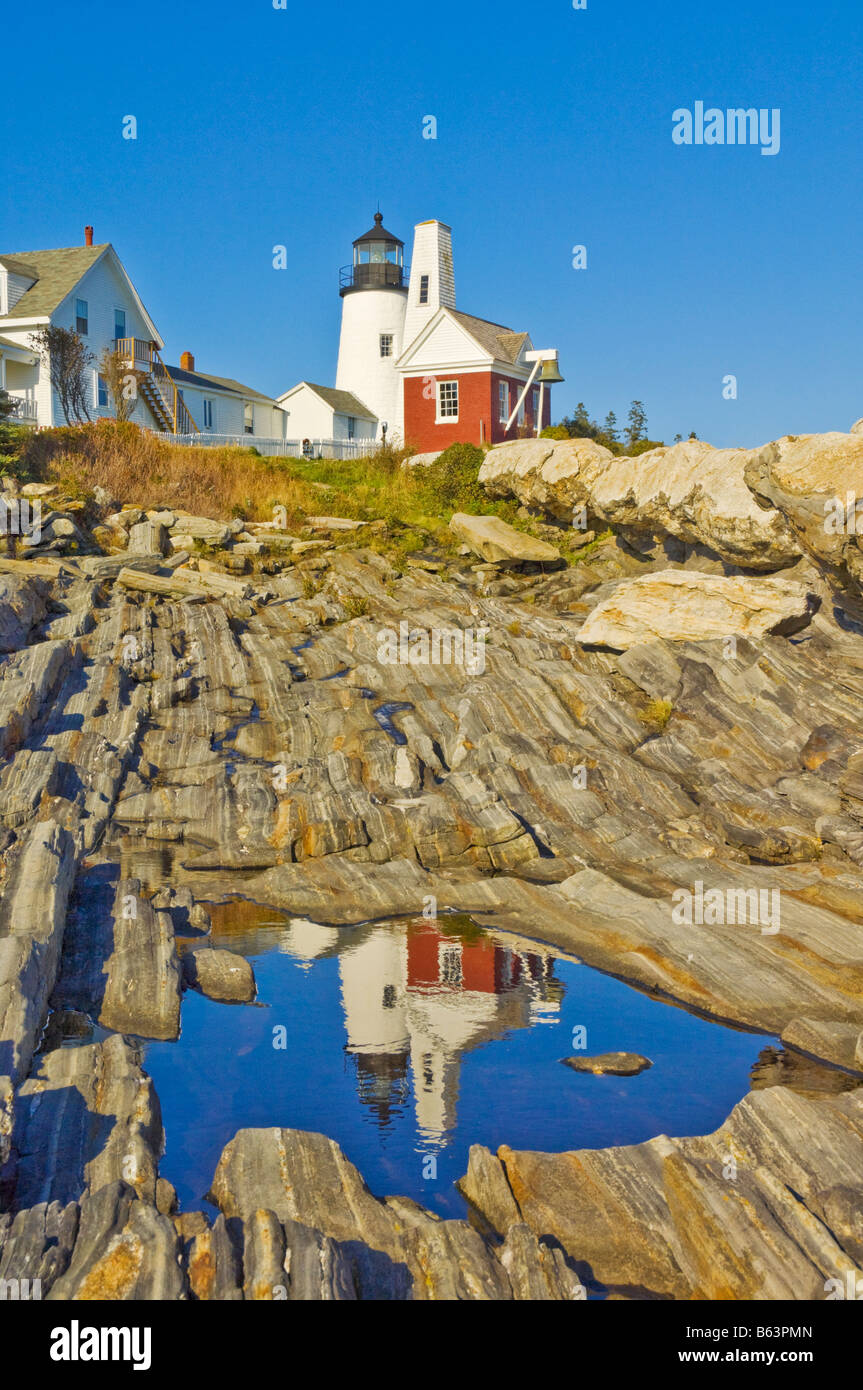 Pemaquid Point lighthouse e Museo di pescatori Pemaquid Maine USA Stati Uniti d'America Foto Stock