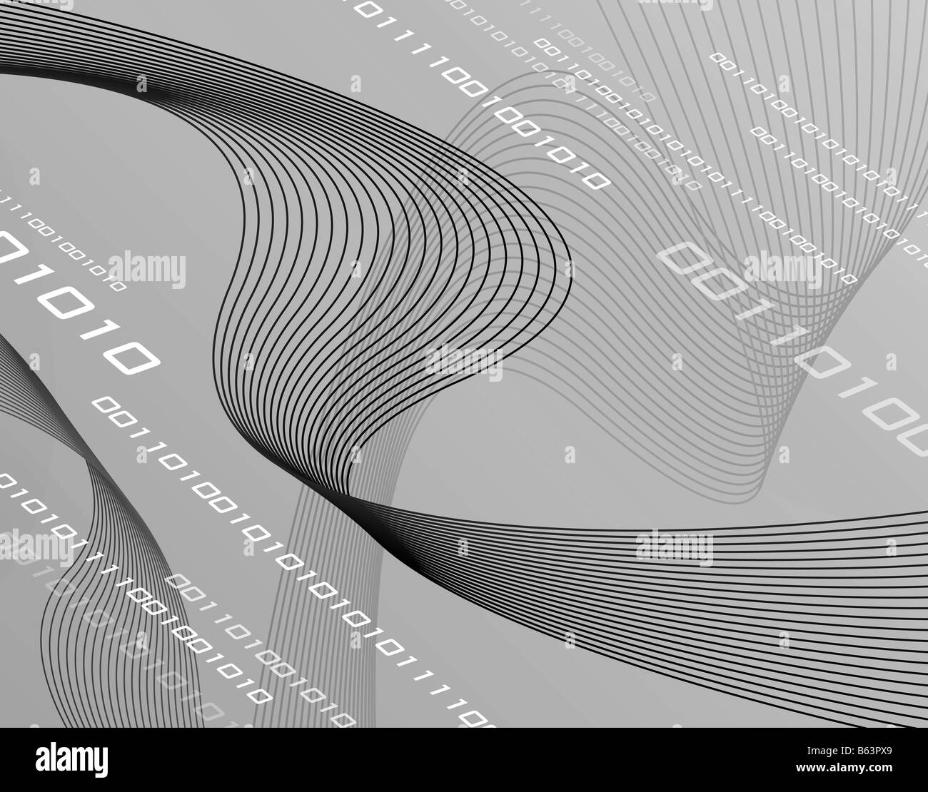 High Tech 3d sfondo con curva filo tipo di telaio di linee che sono simili in movimento fluente ribons Foto Stock