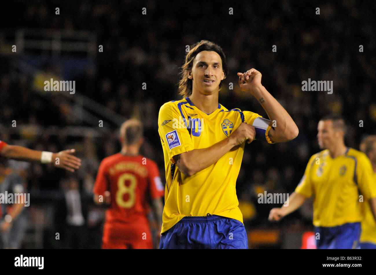 Zlatan Ibrahimovic come capitano della nazionale svedese per la squadra di calcio Foto Stock