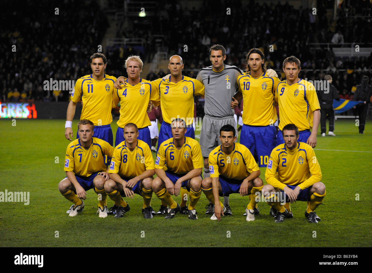 Swedens National Soccer team giocando contro il Portogallo in una Coppa del Mondo il qualificatore di Stoccolma Svezia Foto Stock