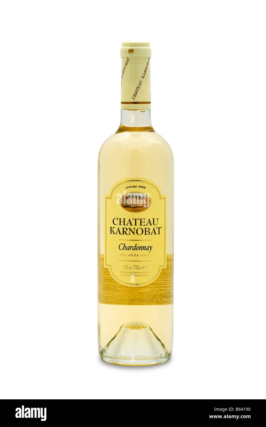 Chateau karnobat vino bianco secco bulgaria chardonnay 2006 mellow distinguibili dorato tenue colore verde sfumature di aroma delicato Foto Stock