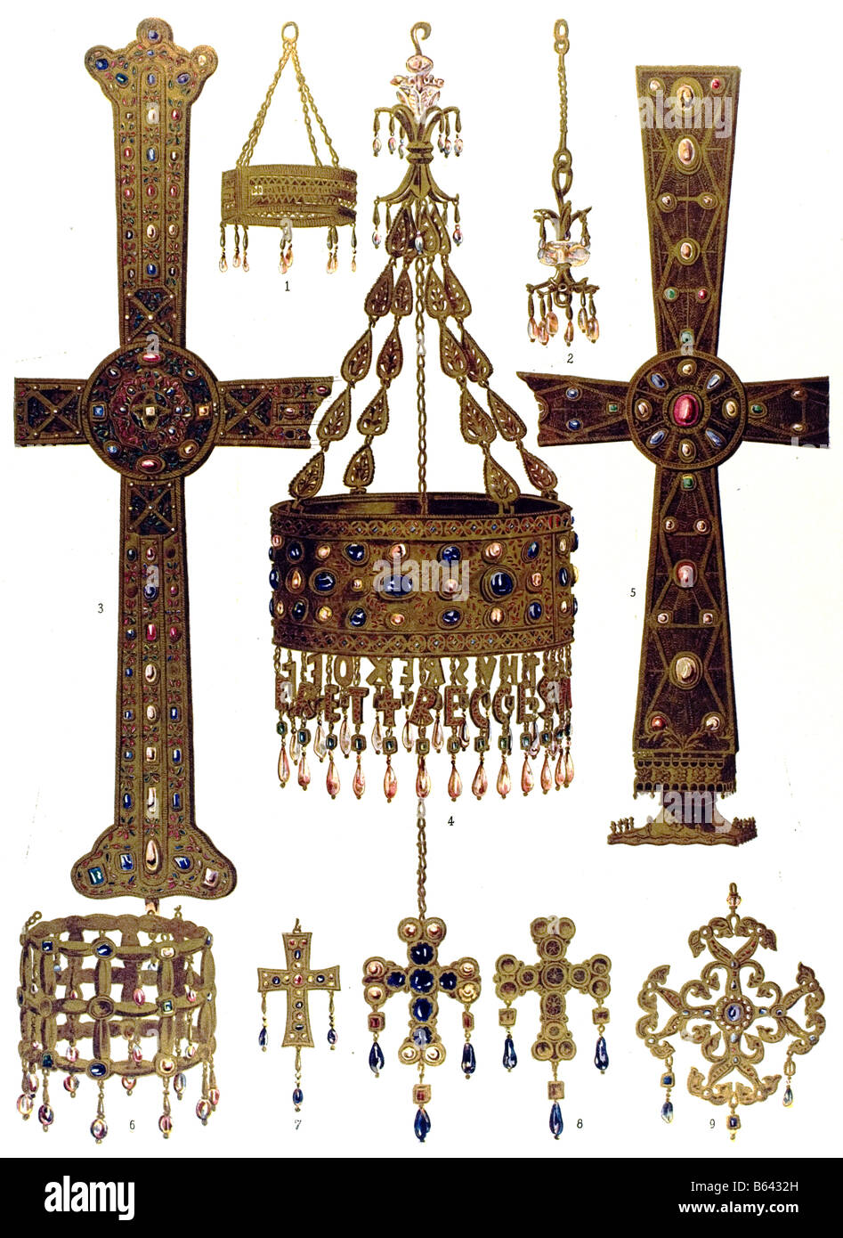 Ornamento germanico nel tardo periodo classico, tesoro di Guarrazar. Foto Stock