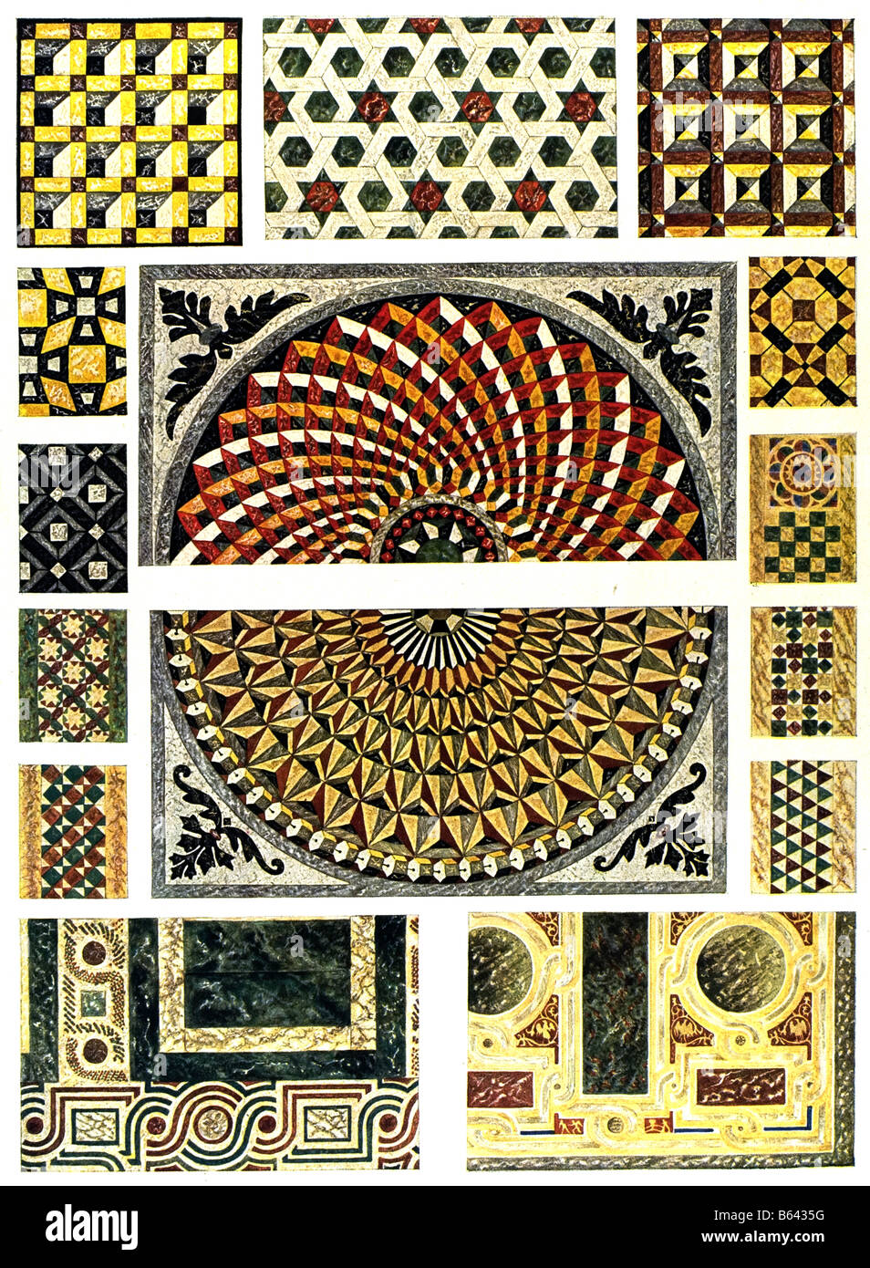Ornamento bizantino, Bizantina mosaici di marmo per pavimenti. Foto Stock