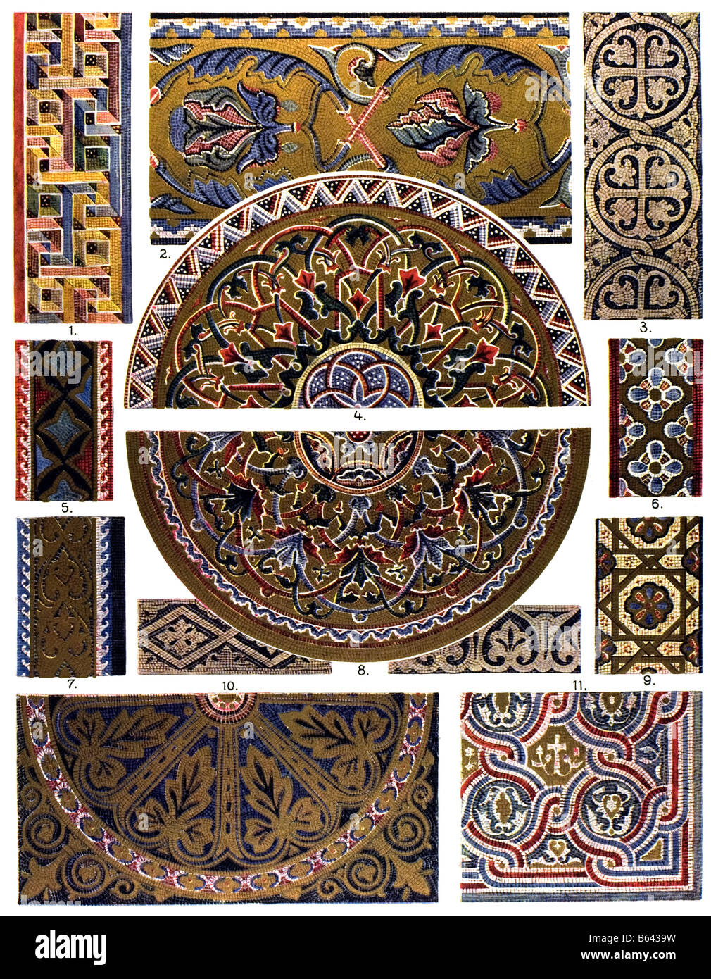 Ornamento bizantino, Bizantina mosaici di vetro. Foto Stock