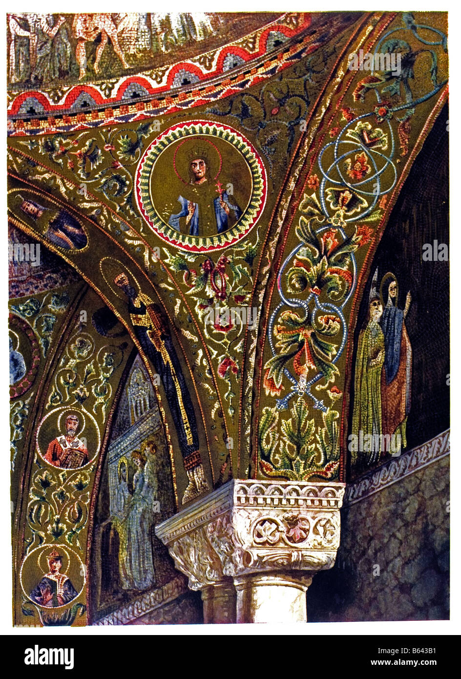 Ornamento bizantino, Bizantina mosaici di vetro. Foto Stock