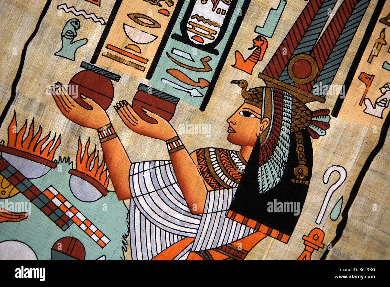 L'Egitto, al Cairo, dipinti dal faraonico volte sulla carta papiro. Foto Stock