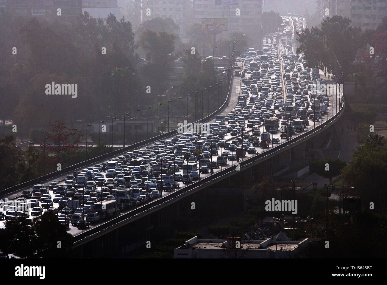 L'Egitto, al Cairo, ingorghi di traffico. Foto Stock