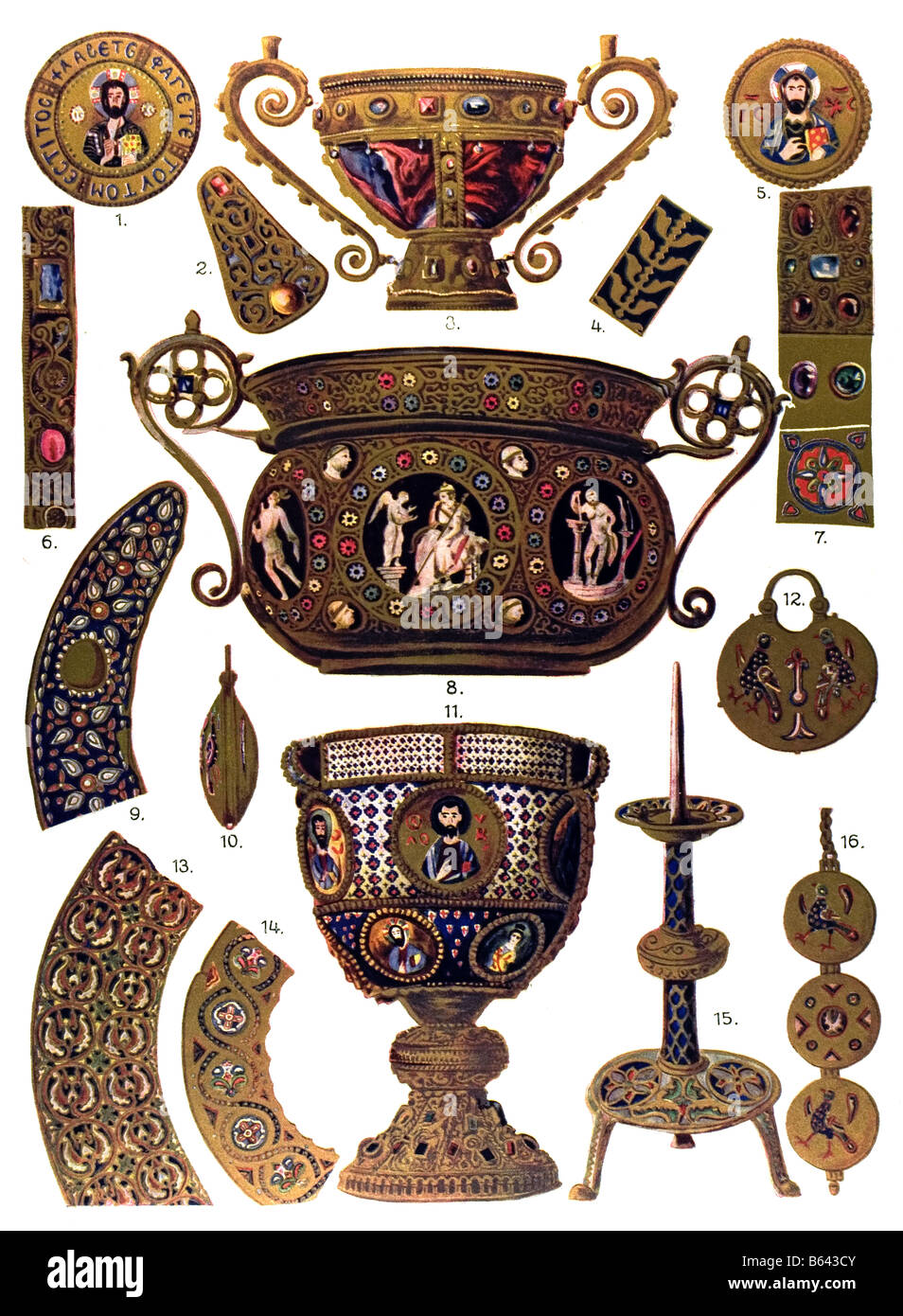 Ornamento bizantino, bizantina di smalti. Foto Stock