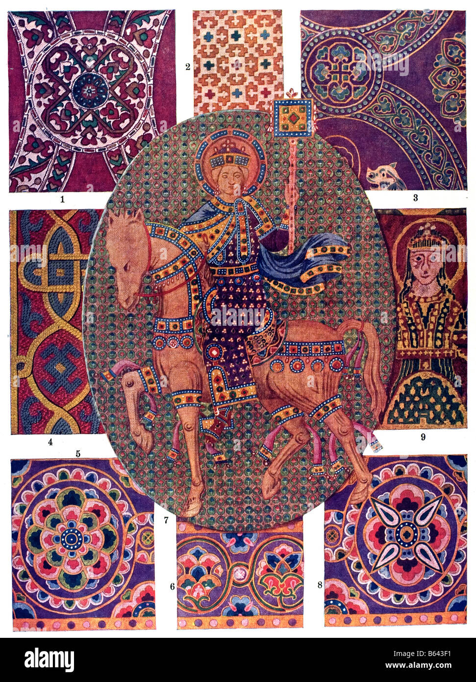 Ornamento bizantino, Bizantina tessili. Foto Stock