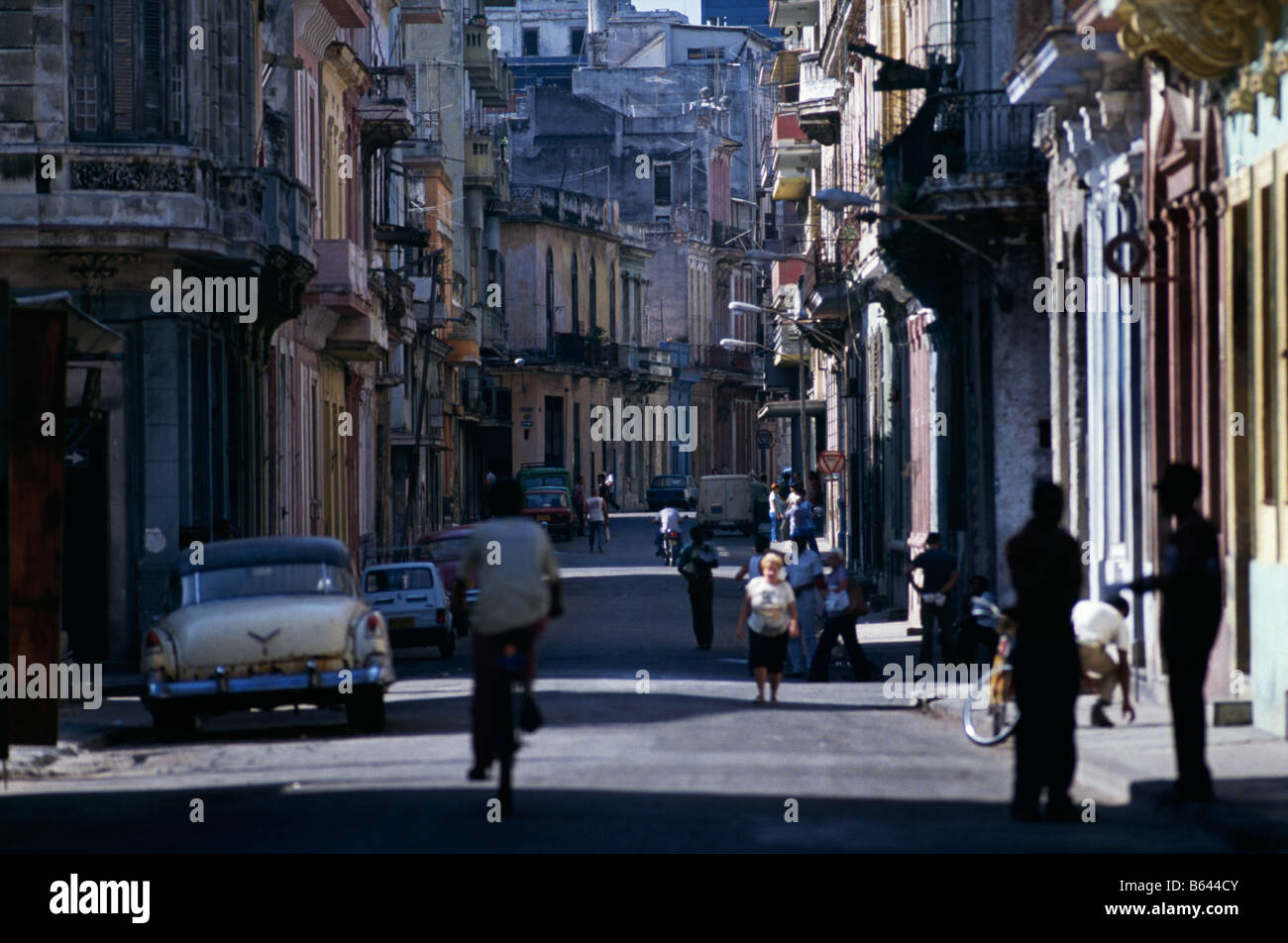 Vecchie strade di Havana, Cuba 1993 Foto Stock