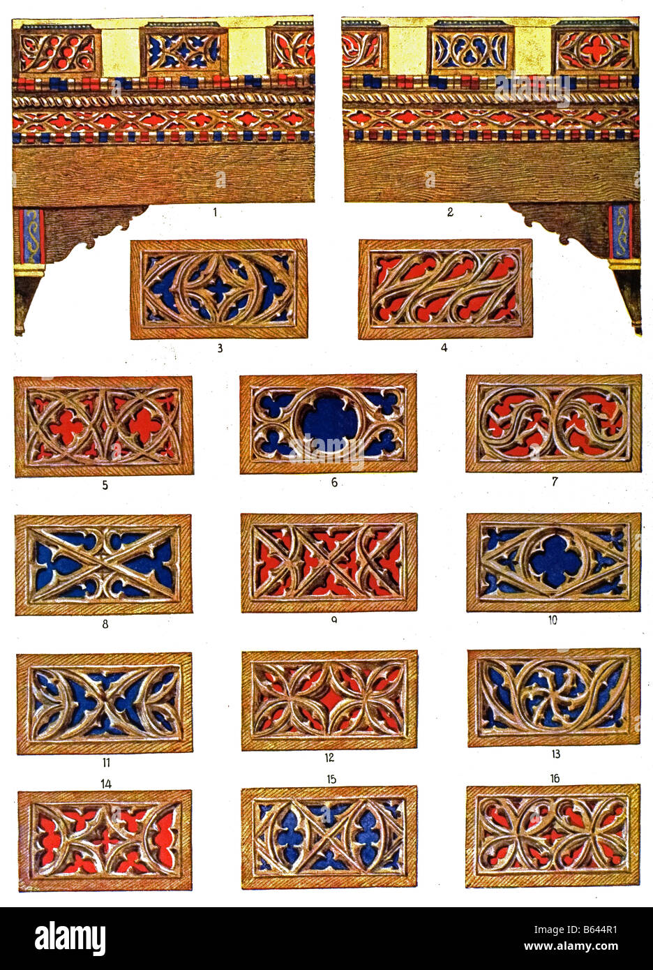 Decorazione gotica in Italia, legno dipinti nel 14. secolo. Foto Stock