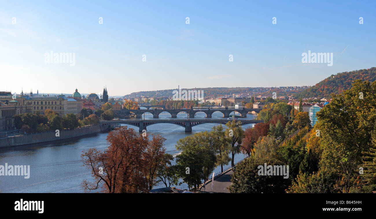 Ponti sul fiume Moldava, Praga Foto Stock