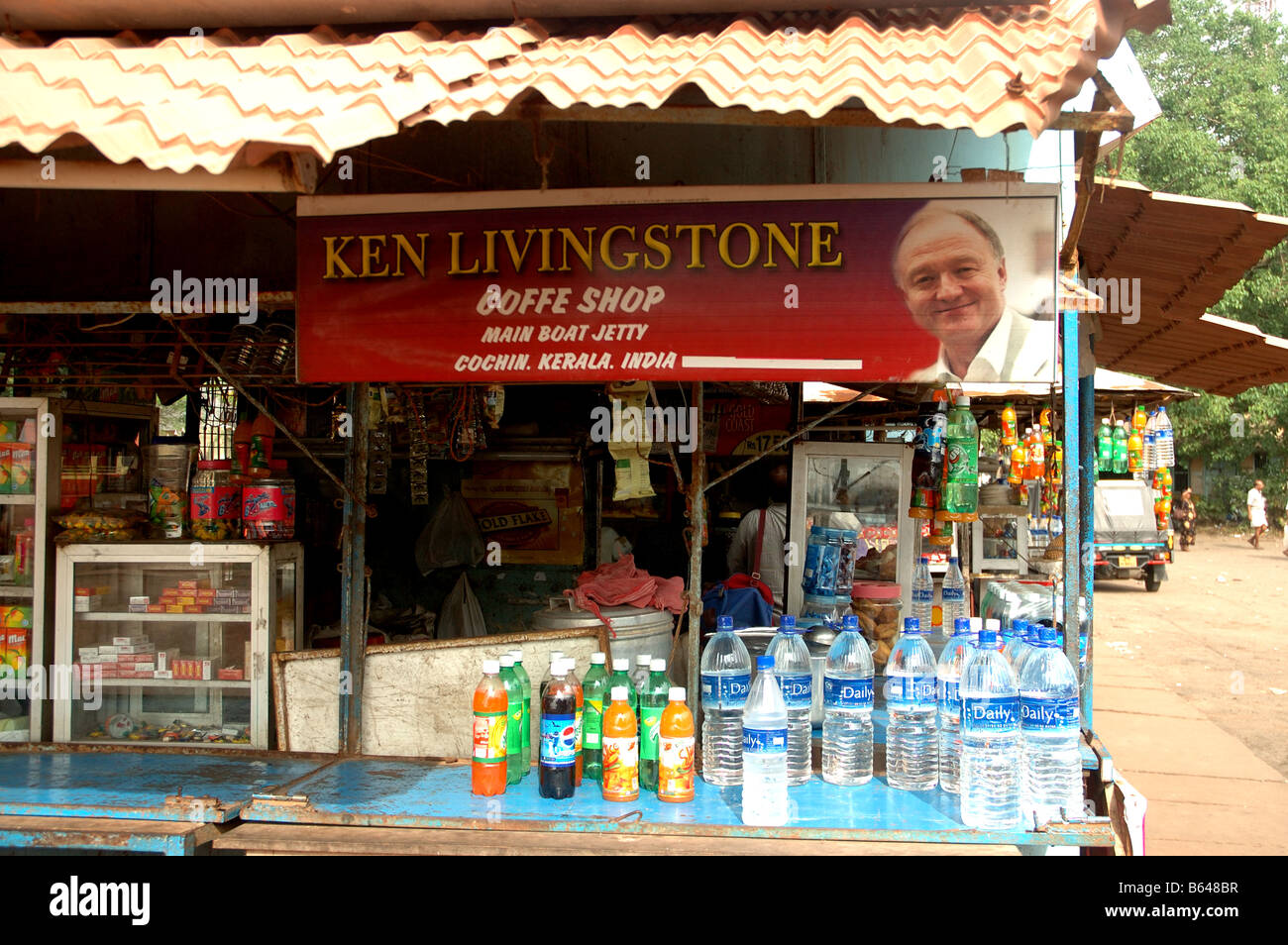 Ken Livingstone Tea Shack a Kochi (Cochin) in Kerala, India Foto Stock